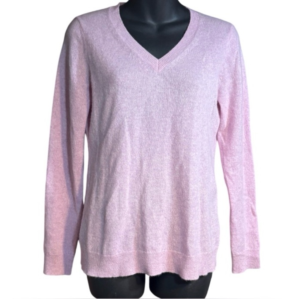 CASHMERE PINK Charter Club Pure V-Neck Sweater in the color Chantilly small - Picture 2 of 5